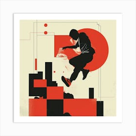 Man Jumps Over A Building Art Print