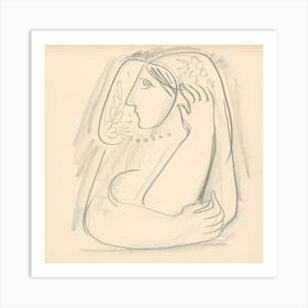 A Woman In A Flowered Scarf Supporting Her Ears, Mikuláš Galanda Art Print
