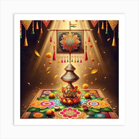 An Image Symbolizing The Maharashtrian New Year Celebration Of Gudi Padwa Art Print