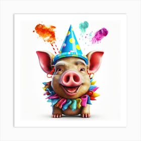 Pig In A Party Hat 3 Art Print