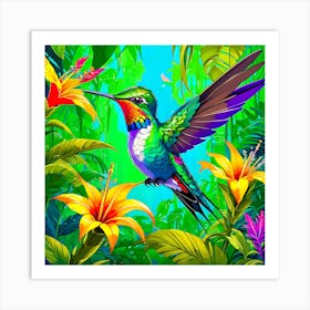 Hummingbird In The Jungle 1 Art Print