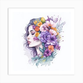 Default Watercolor Female With Flowers Logo White Background 0 86e64ee1 46a5 47a2 952c 6f0af80c5f51 1 Art Print