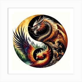 Yin Yang Dragon Art Art Print