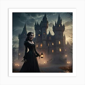 Woman In A Dark Castle Art Print