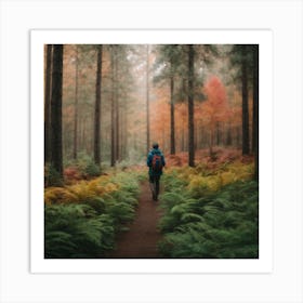 Person Walking In The Forest Art Print