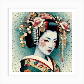 Japan Traditional Geisha Illustration By Ad 144 Art Print