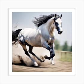 White Horse Galloping 2 Art Print