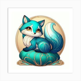 Nouveau style a little blue fox Art Print