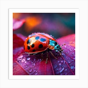 Ladybug On A Leaf Art Print