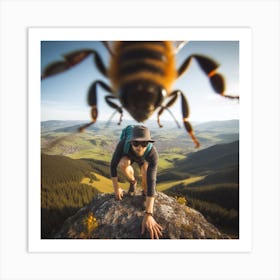 Bee On A Rock Art Print