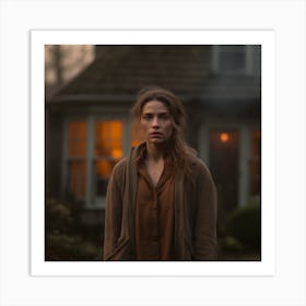 Scared Girl In The Brown Coat Art Print