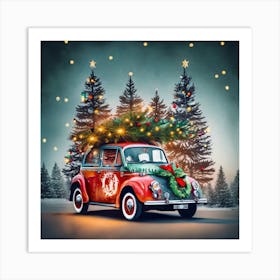 Christmas Car Art Print