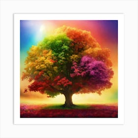 A Colorful Rainbow Tree Art Print