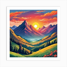 Sunset In The Mountains 43 Art Print