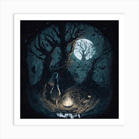 Witch Girl In The Forest Art Print