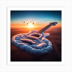 Guitar In The Clouds Art Print