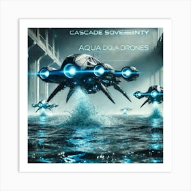 Cascade Sovereignty Scifi Aqua Drones Art Print