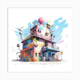 Sakura House Art Print