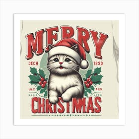 Merry Christmas Cat 10 Art Print