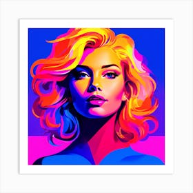 Abstract Blonde Woman Face Portrait Art Print