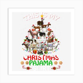 This Is My Christmas Pajama Shirt Goats Tree Funny Holiday Art Print