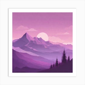 Misty mountains background in purple tone 41 Art Print