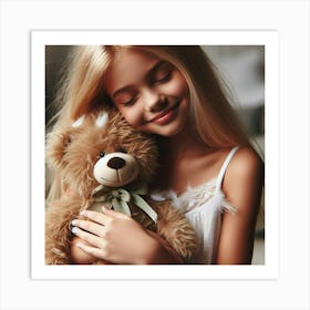 Little Girl Hugging Teddy Bear 2 Art Print