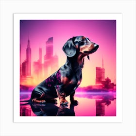 Dachshund silhouette Art Print