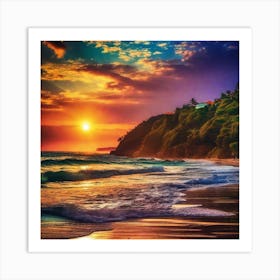 Sunset On The Beach 147 Art Print