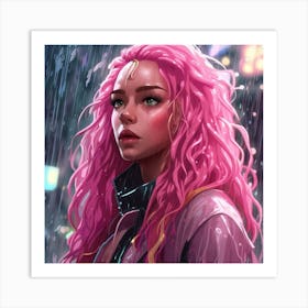 Pink Haired Girl Art Print