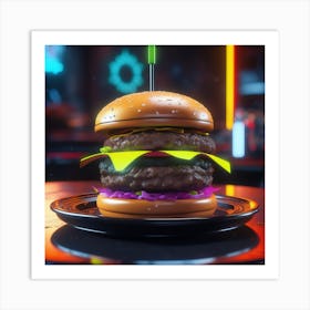 Neon Burger 7 Art Print