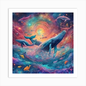 Celestial Whales Art Print