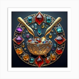Logo made of gemstones extracted with a tablespoon. 7 Art Print