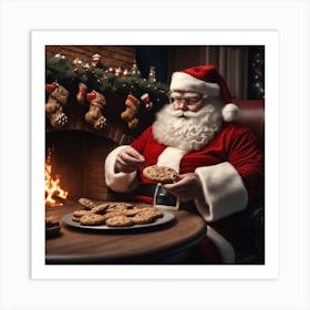 Santa Claus Eating Cookies 26 Art Print