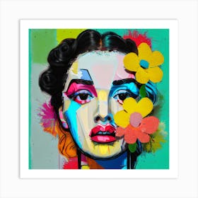 Woman With Flowers Art Print