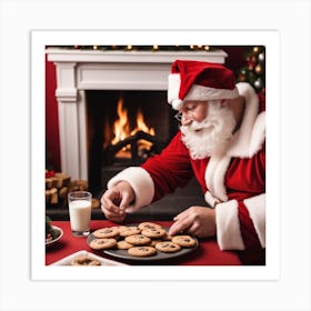 Santa Claus Eating Cookies 2 Art Print