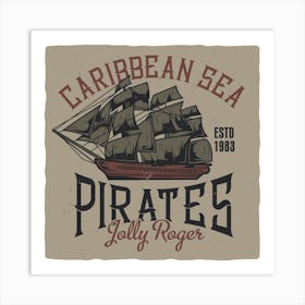 Caribbean Sea Pirates Jolly Roger Art Print