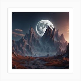 Full Moon In The Mountains Art Print