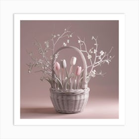 Tulips In A Basket 5 Art Print