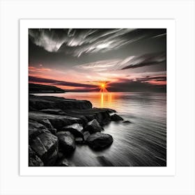 Sunset Over The Ocean 3 Art Print