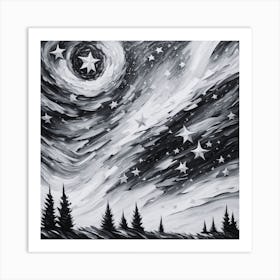 Starry Night black and white Art Print