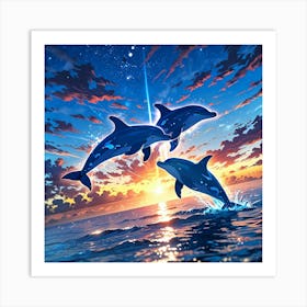 Dolphins In The Ocean 2 Art Print