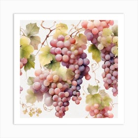 Pink grapes, White grapes, Vine 1 Art Print