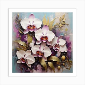 Pattern with Orchid flowers 3 Art Print