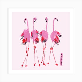 Fashion Flamingoes Art Print