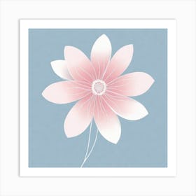 A White And Pink Flower In Minimalist Style Square Composition 630 Art Print