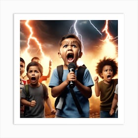 Children In A Storm Stock Photo Art Print