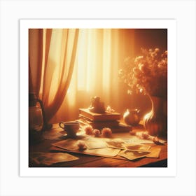 Table With Flowers Art Print