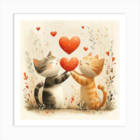 Charming Cats Exchange Heart 6 Art Print