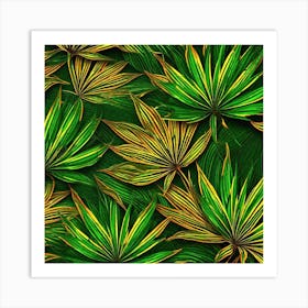 Tropical Leaves Seamless Pattern Art Print